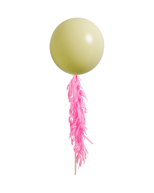 Pastel Matte Yellow Jumbo Balloon and Fringe Filled with Helium