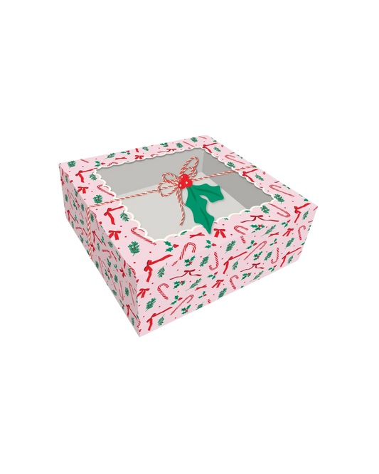 Pink Candy Cane & Holly Cookie Treat Boxes