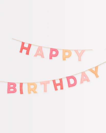 Pink Felt Happy Birthday Garland