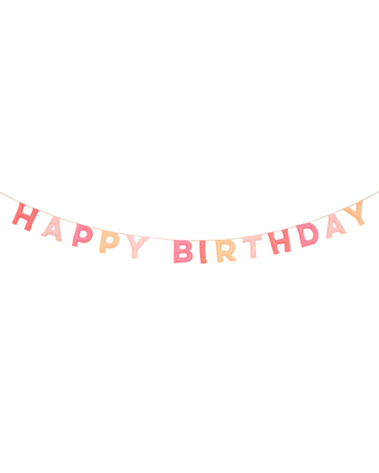 Pink Felt Happy Birthday Garland