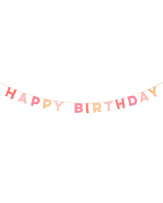 Pink Felt Happy Birthday Garland