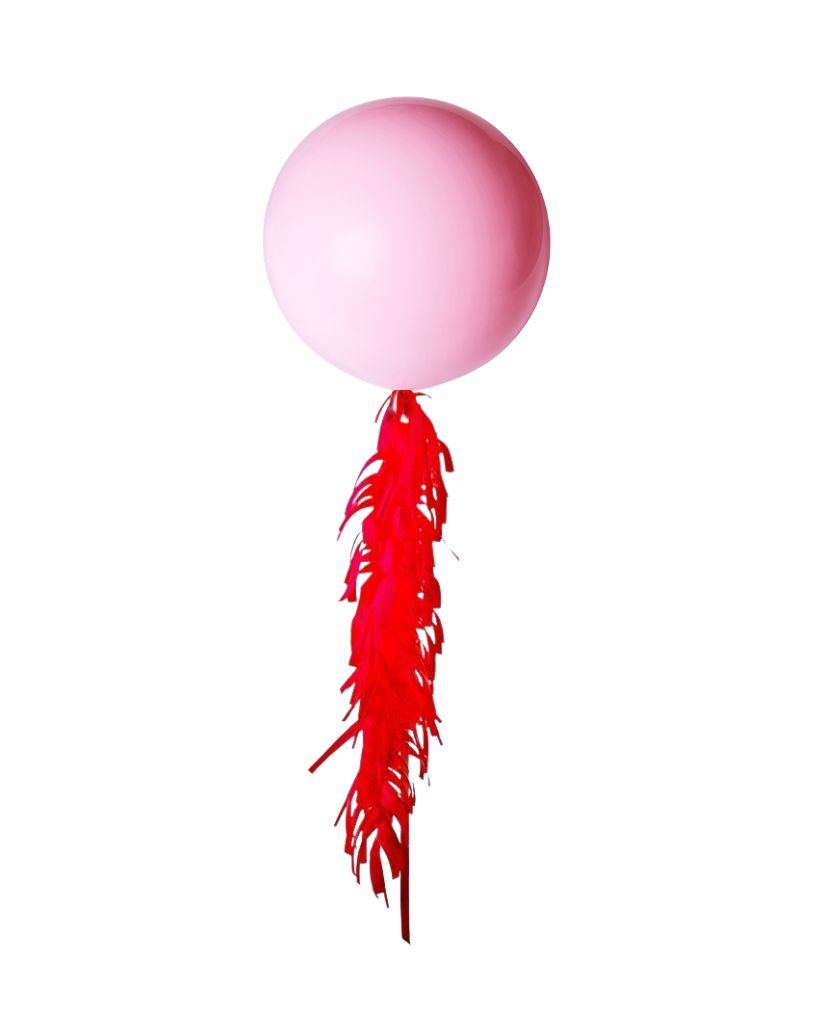 Pink Jumbo Balloon and Fringe Filled with Helium