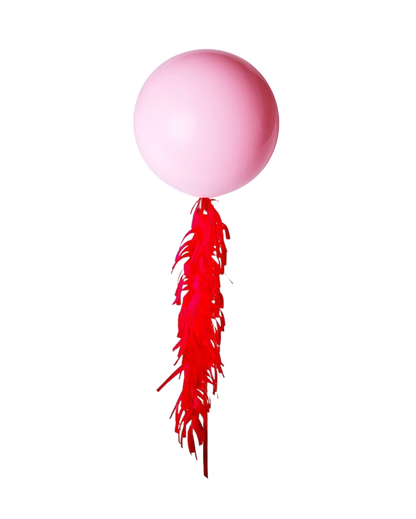 Pink Jumbo Balloon and Fringe Filled with Helium