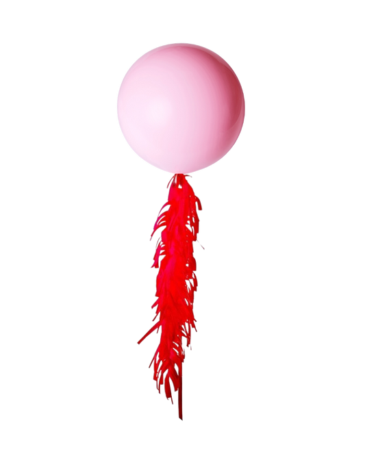 Pink Jumbo Balloon and Fringe Filled with Helium