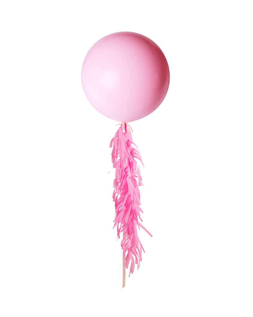 Pink Jumbo Balloon and Fringe Filled with Helium