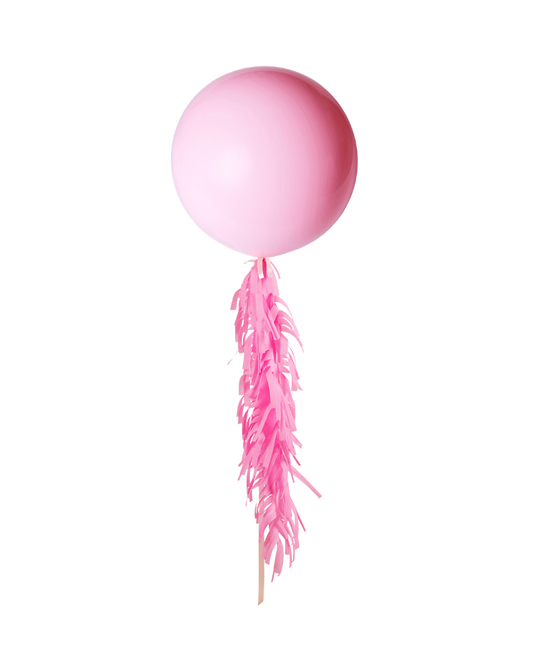 Pink Jumbo Balloon and Fringe Filled with Helium