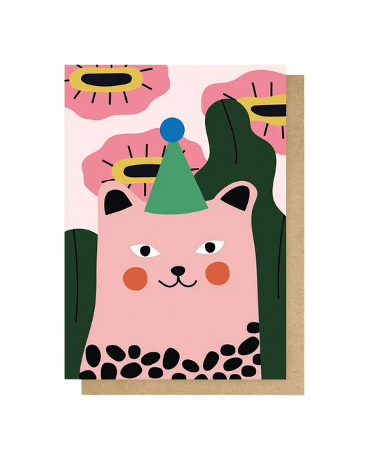 Pink Leopard Birthday Card