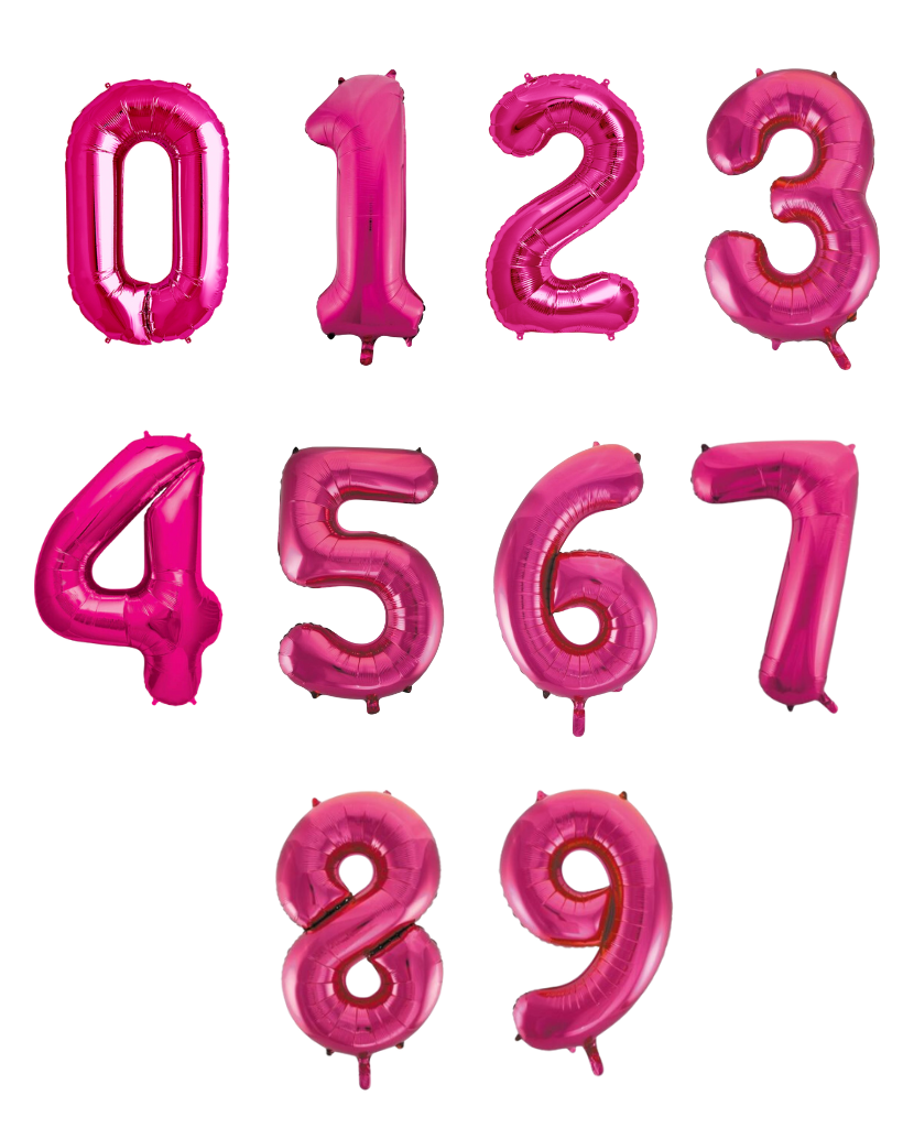 86cm Bright Pink Number Balloons with Helium