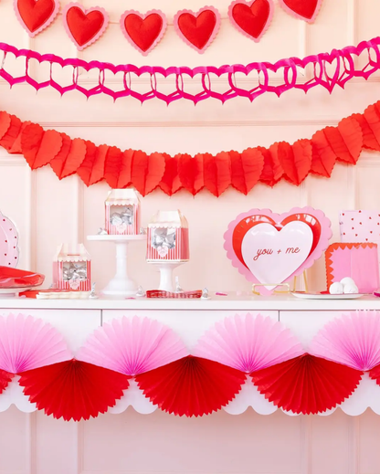 Pink and Red Tissue Paper Fan Garland