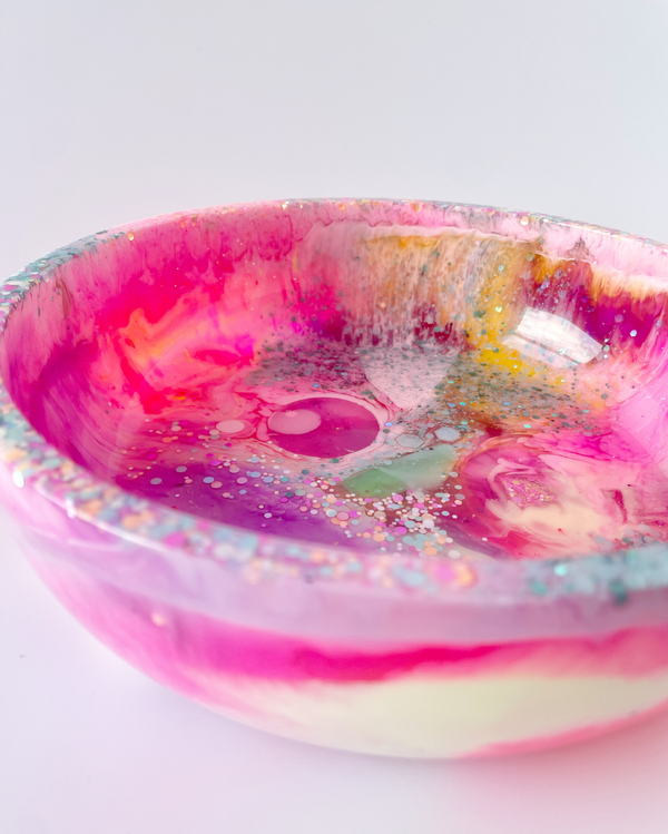 Pink Shimmer Resin Bowl