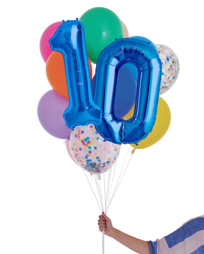 Rainbow Balloon Set and Foil Number Filled with Helium