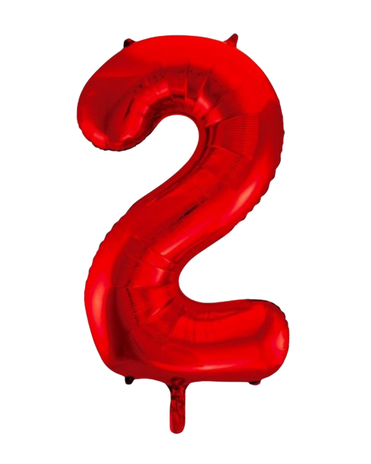 Red foil number '2' two balloon