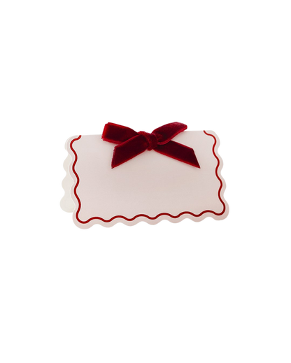 red velvet bow wavy christmas table place cards
