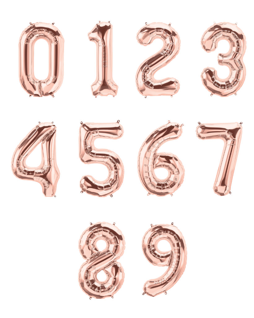 86cm Rose Gold Number Balloons with Helium