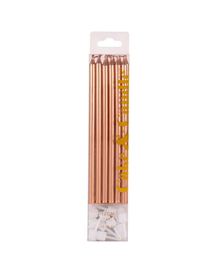 metallic rose gold tall birthday cake candles
