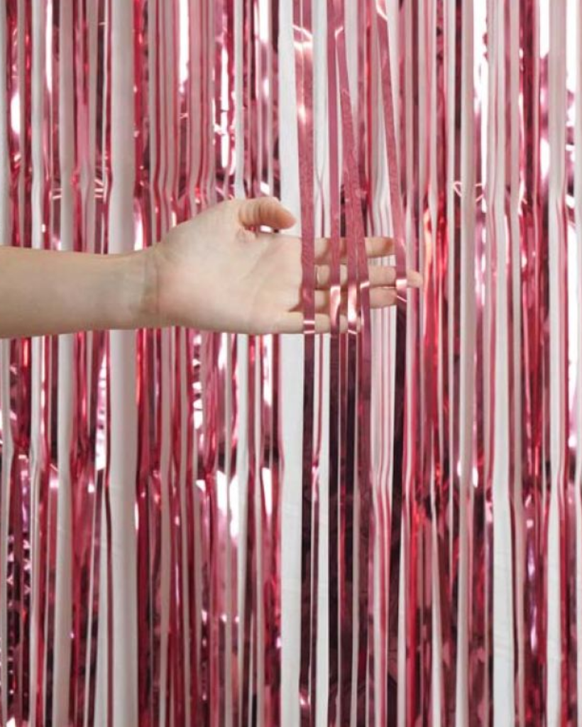 Rose Pink Foil Curtain