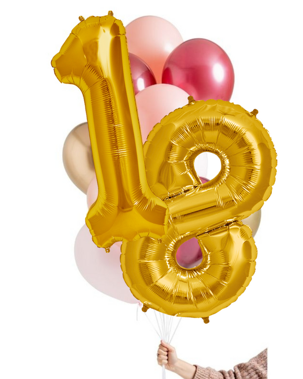 Rosewood Balloon Set and Foil Number Filled with Helium