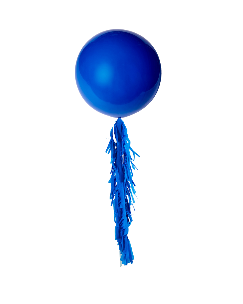 Royal Blue Jumbo Balloon and Fringe Filled with Helium