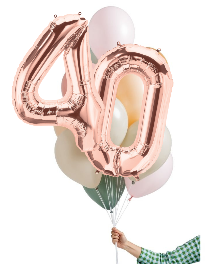 Sage Balloon Set and Foil Number Filled with Helium