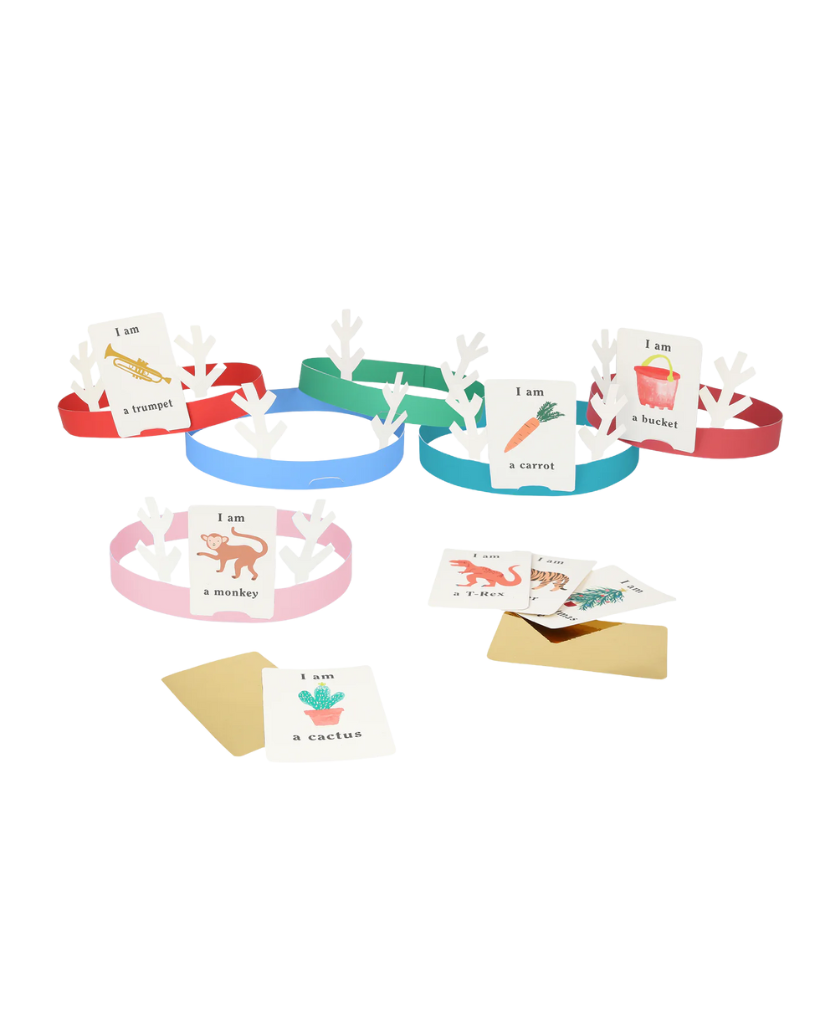 Colorful animal-themed card holders with cards on a white background