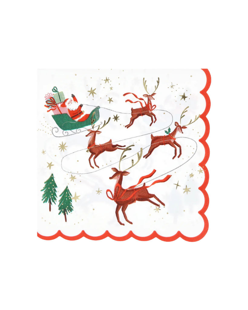 Santa, Sleigh & Reindeer Christmas Large Napkins