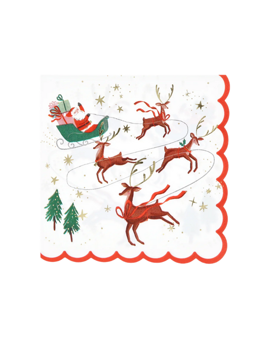 Santa, Sleigh & Reindeer Christmas Large Napkins