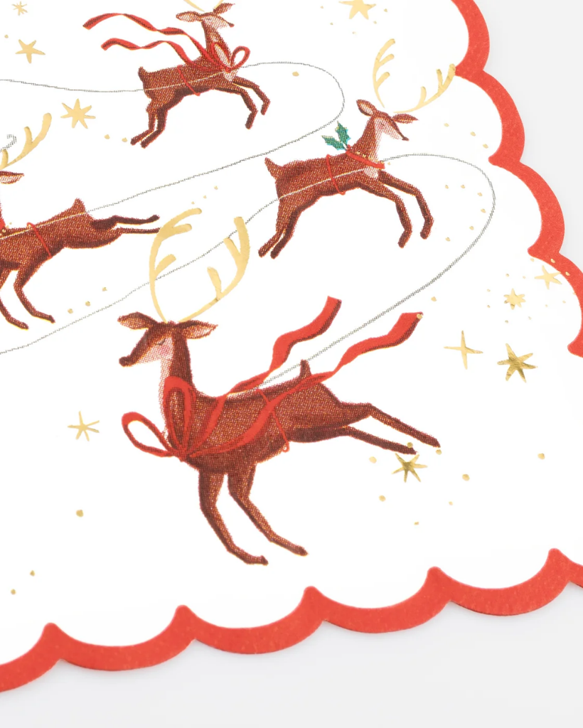 Santa, Sleigh & Reindeer Christmas Large Napkins