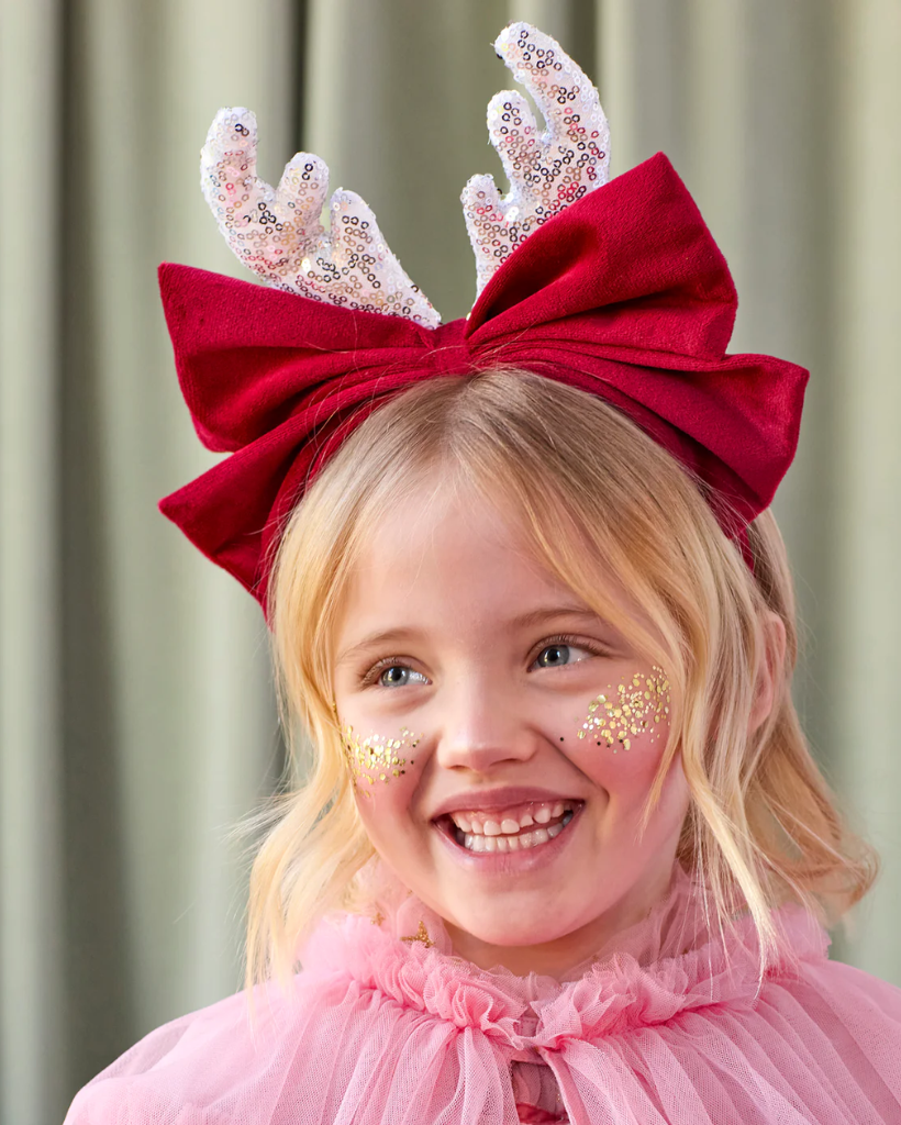 Red & Silver Sequin Antler Headband
