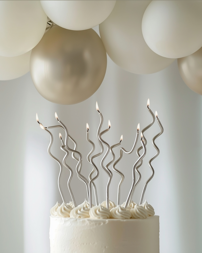 Silver Swirly Cake Candles