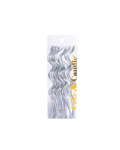 Silver Swirly Cake Candles