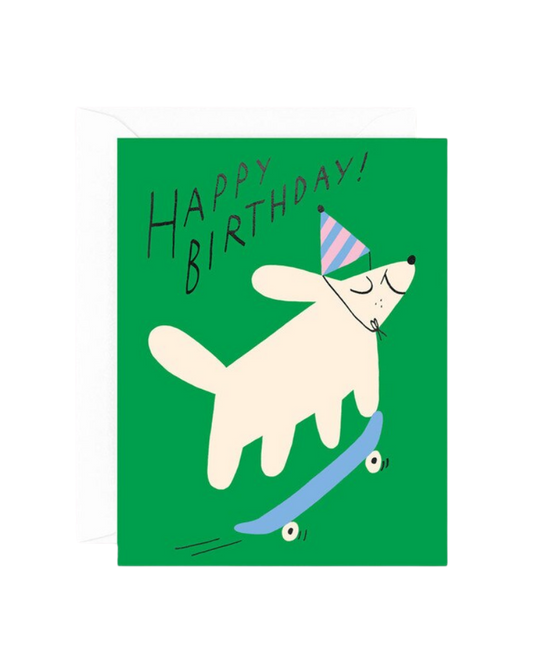 Skateboarding Dog Happy Birthday Card