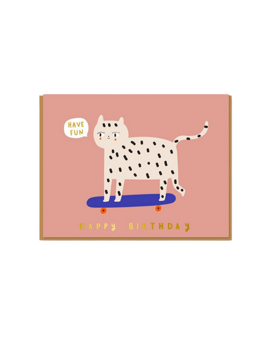 Snow Leopard Happy Birthday Card