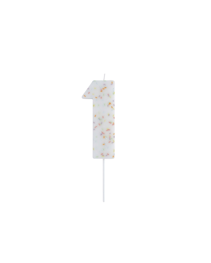 White Sprinkle Number Candles