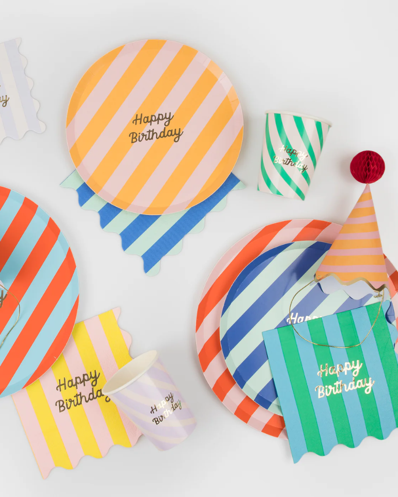 Stripe Happy Birthday Cups