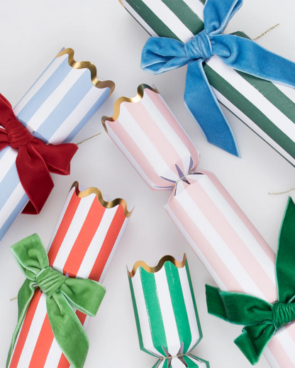 Striped Velvet Bow Christmas Crackers