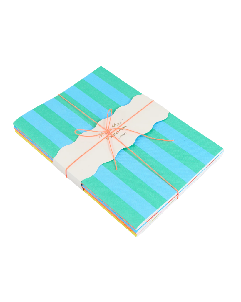 Striped Softcover Notebook Set of 3