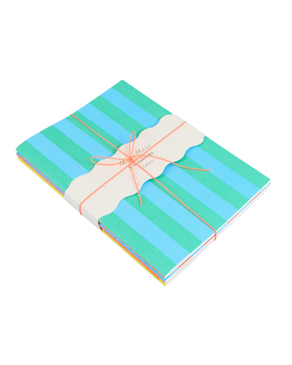 Striped Softcover Notebook Set of 3