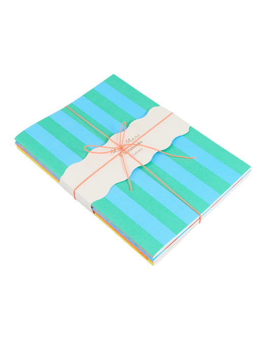 Striped Softcover Notebook Set of 3