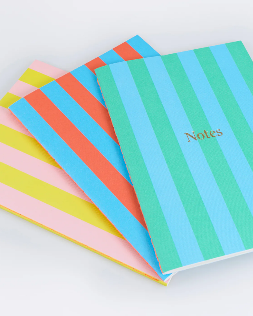 Striped Softcover Notebook Set of 3