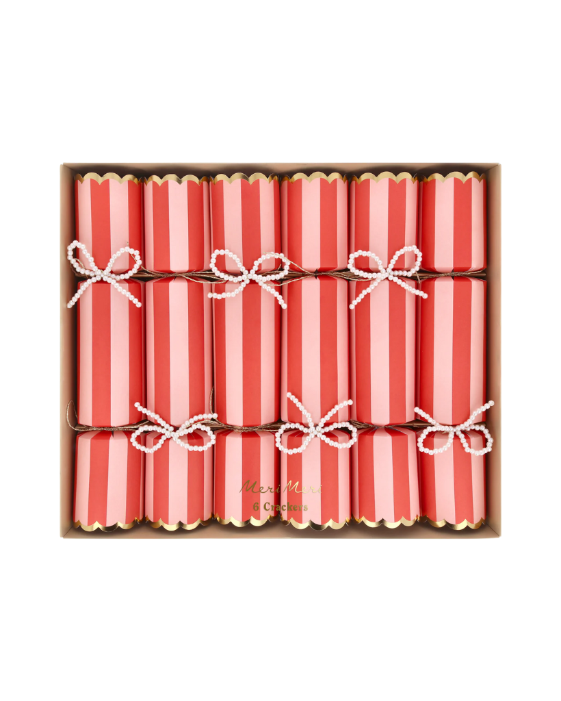 Striped Pearl Bow Christmas Crackers