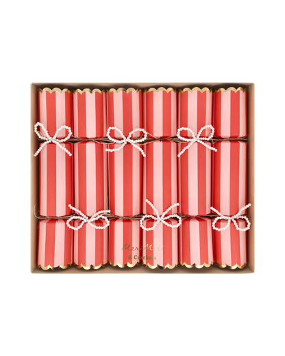 Striped Pearl Bow Christmas Crackers