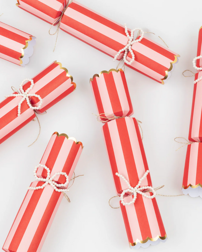 Striped Pearl Bow Christmas Crackers