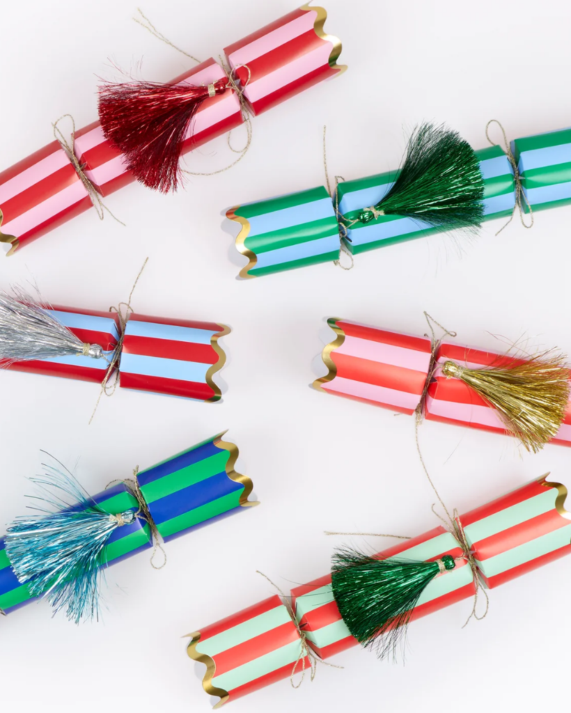 Striped Tinsel Tassel Christmas Crackers