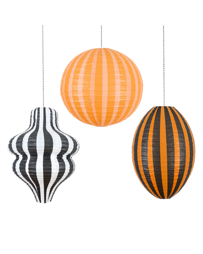 Stripy Halloween Hanging Lanterns