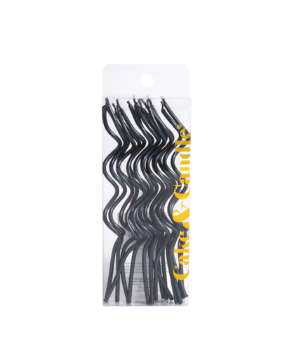 black swirly cake candles