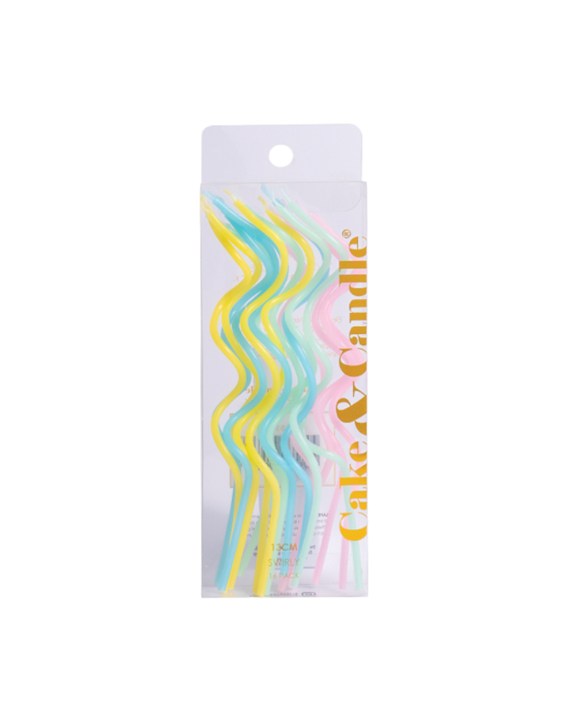 Pastel rainbow swirly cake candles