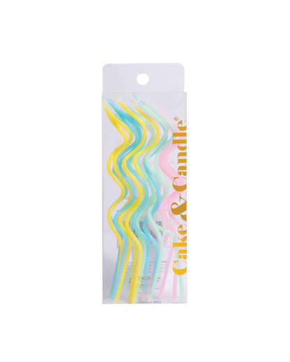 Pastel rainbow swirly cake candles