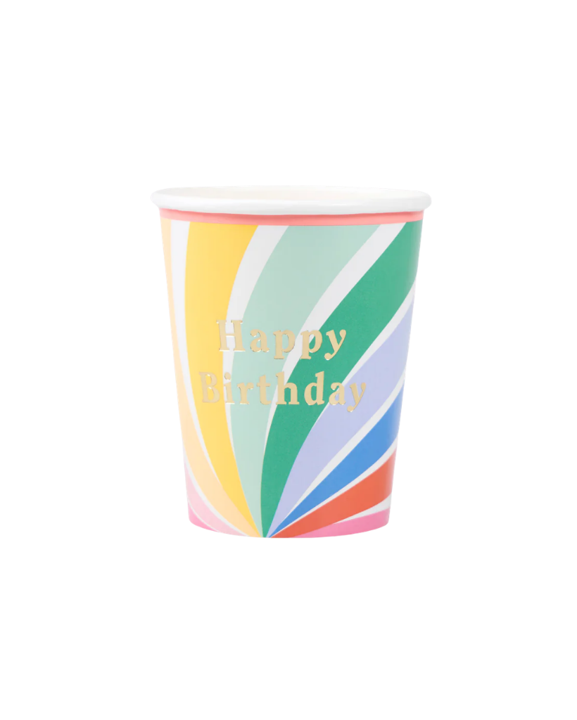 Rainbow Swirl Happy Birthday Cups