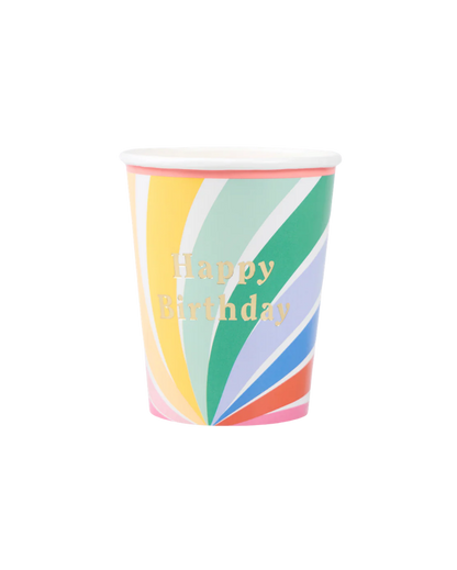 Rainbow Swirl Happy Birthday Cups