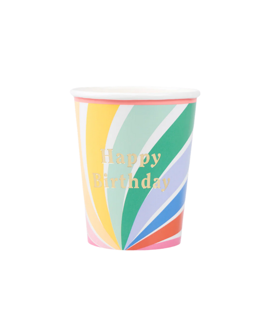 Rainbow Swirl Happy Birthday Cups